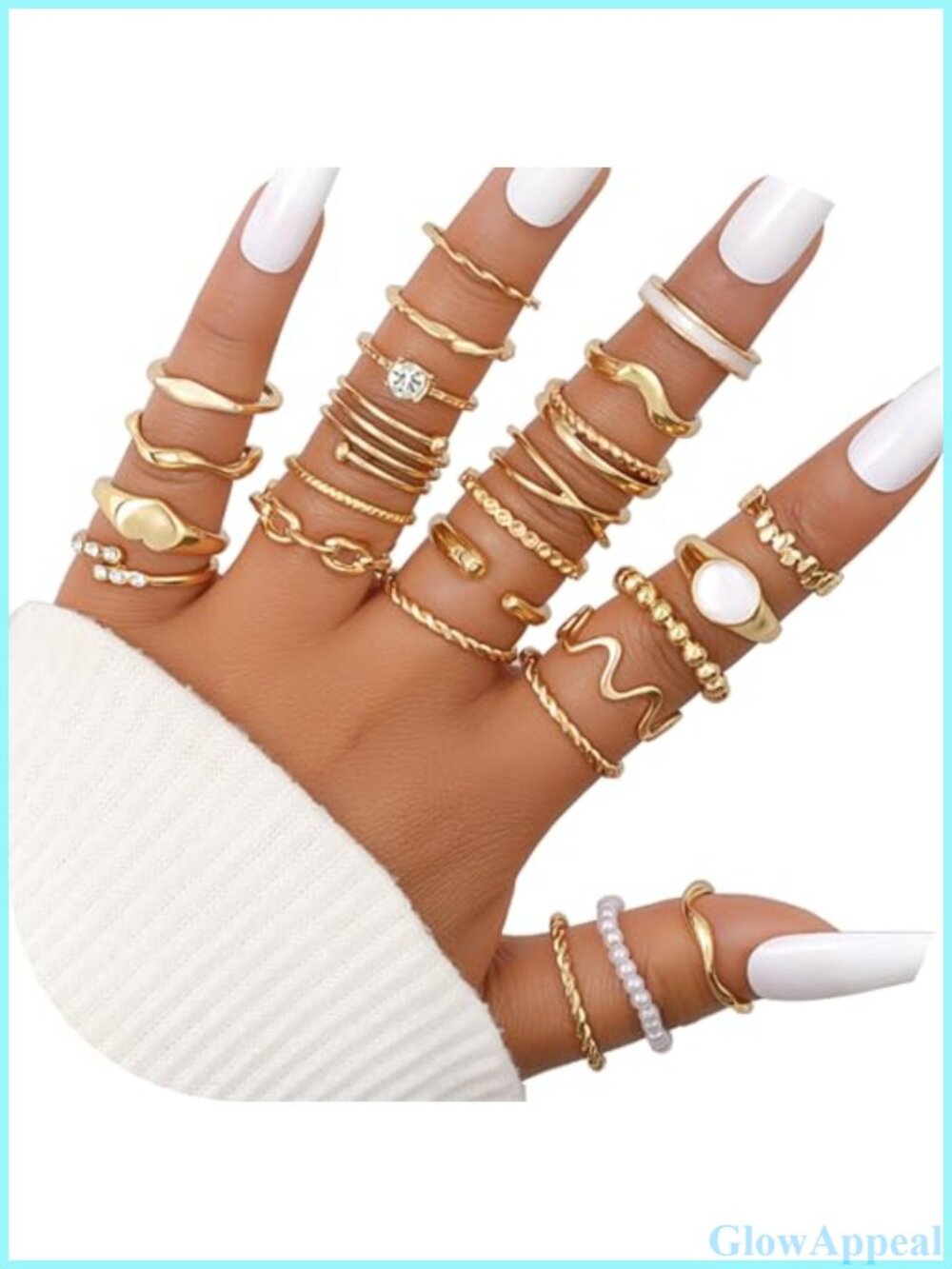 25 Pc Chunky Stacking Rings Set Adjustable Midi Statement Rings Gift Box - Picture 6 of 6